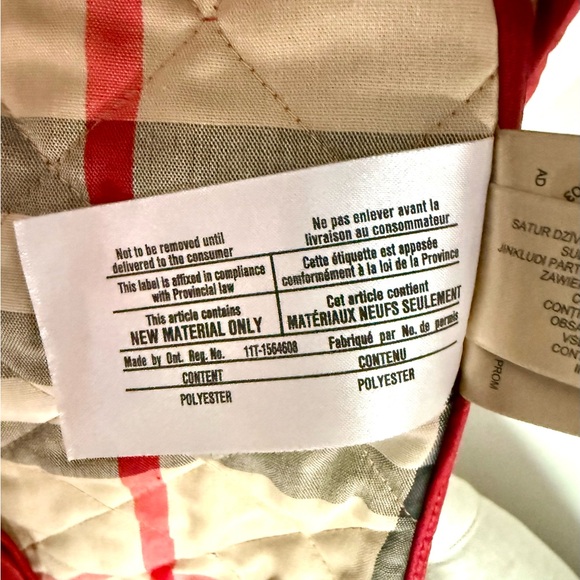 Burberry Quilted Jacket Red Classic Nova Plaid Check Lining Size XL - Picture 12 of 13